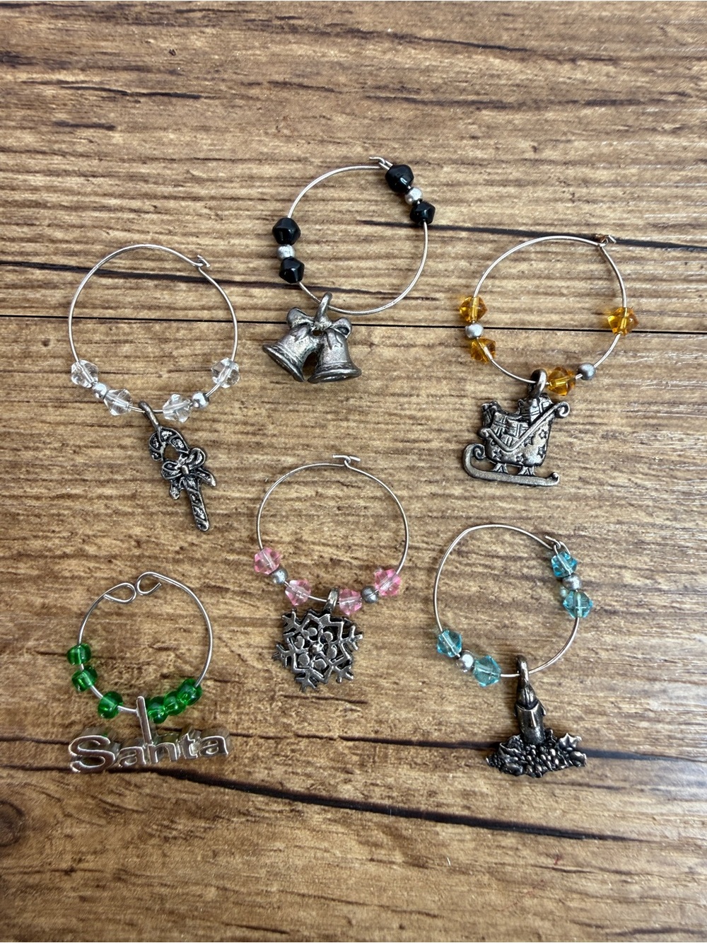 Vintage Y2K Holiday Wine Glass Charms | Set of 6